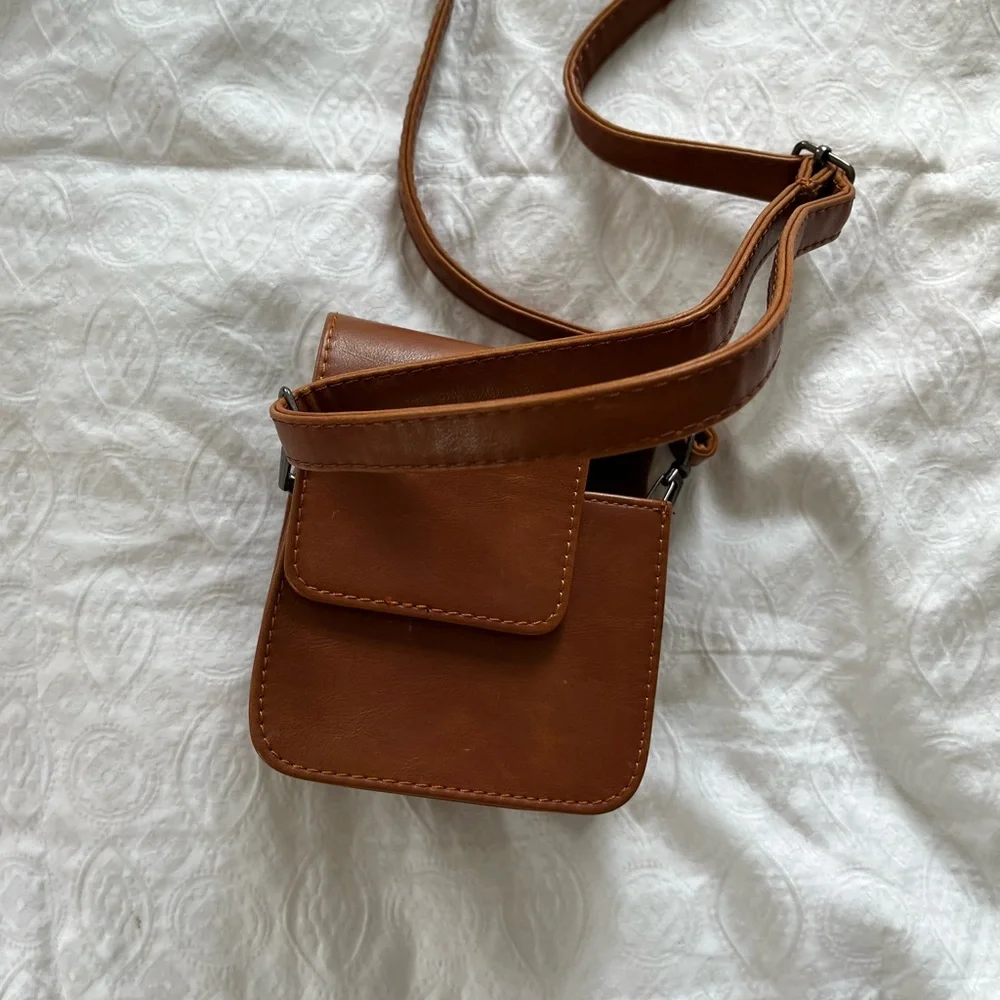 Brown Leather Polaroid camera bag
